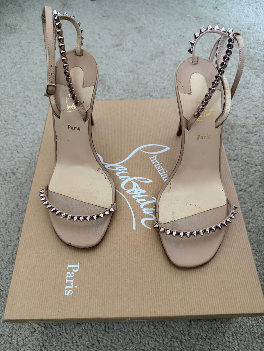Christian Louboutin Studded Nude Heels
